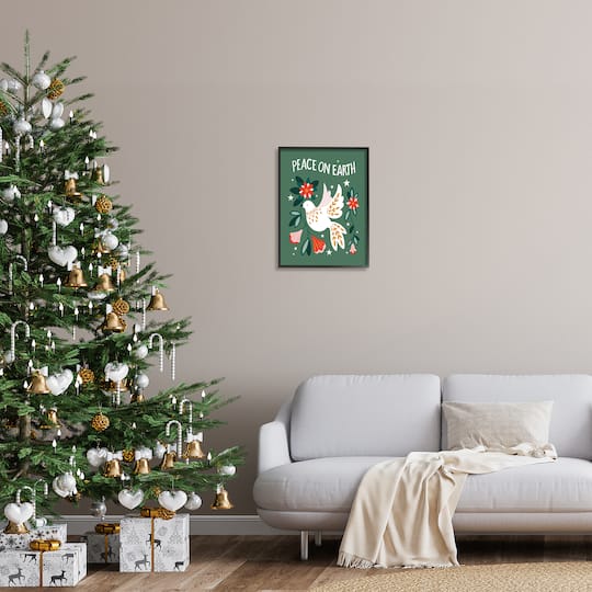 Stupell Industries Peace On Earth Floral Dove Blossoms Framed Giclee Art
